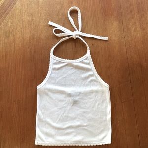 White string halter crop top